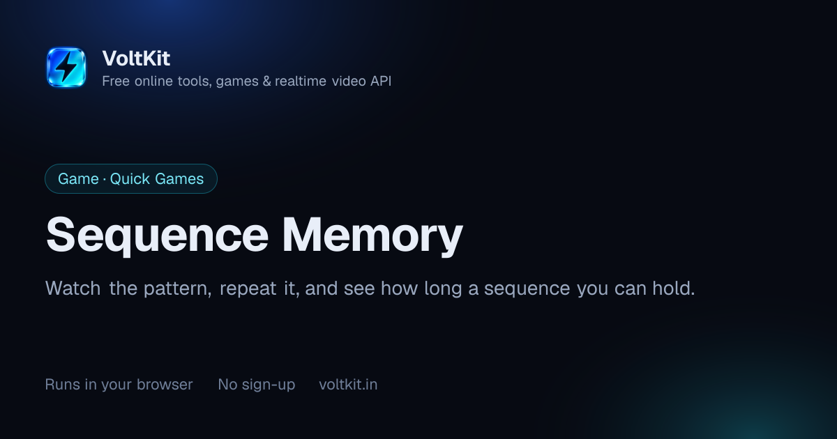 Sequence Memory – Simon-Style Pattern Game Online · VoltKit
